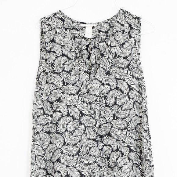 H&M Tropical Leaf Peacock Feather Pattern Print Tunic Tank Top | Size 2 - Picture 8 of 10